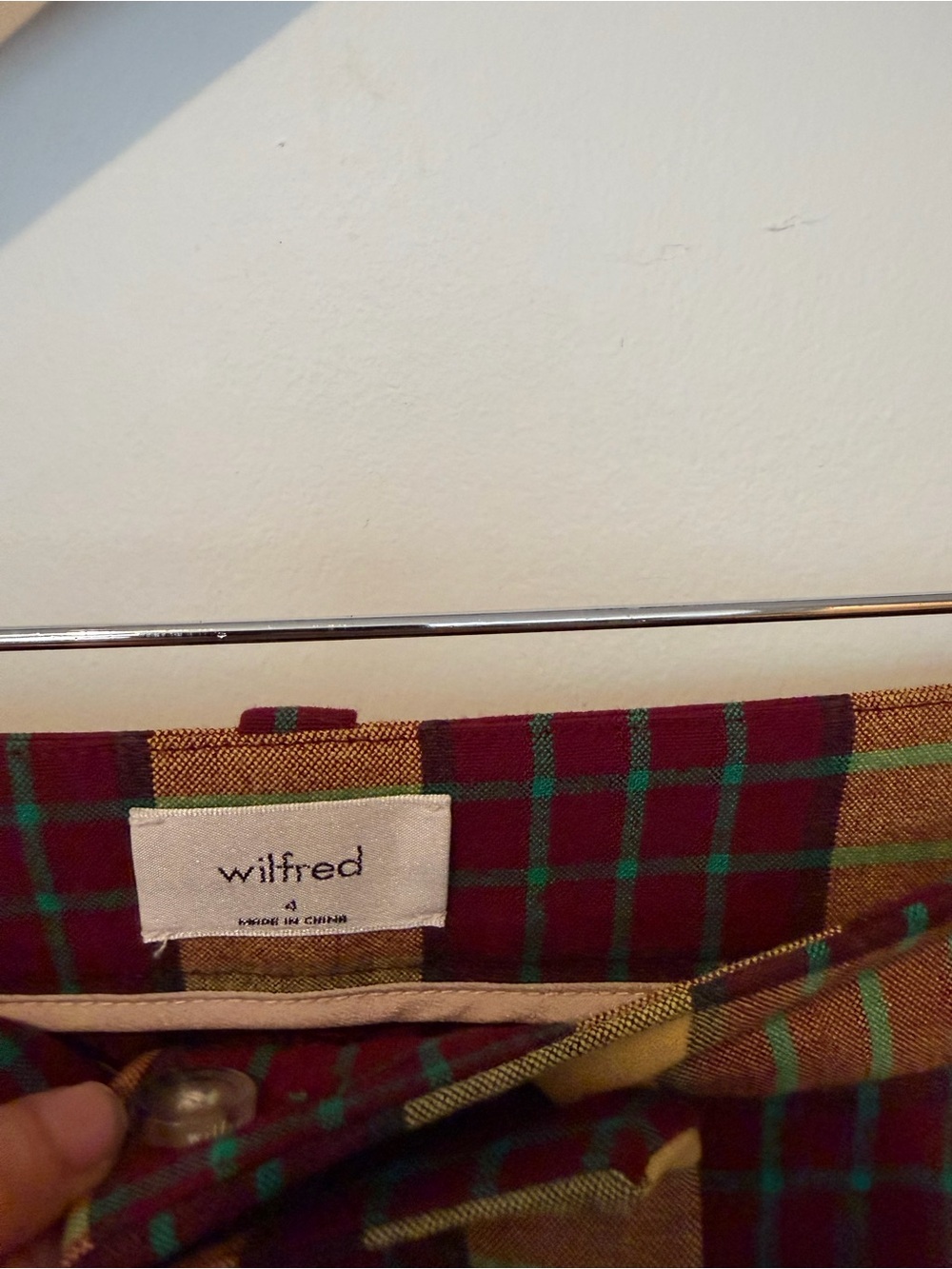 Aritzia Yellow and Burgundy Plaid Button-Front Pencil Skirt - Picture 7 of 9